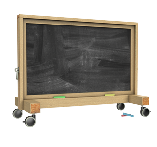 Sticker graphic representing Interactive Chalkboard Panel on Wheels